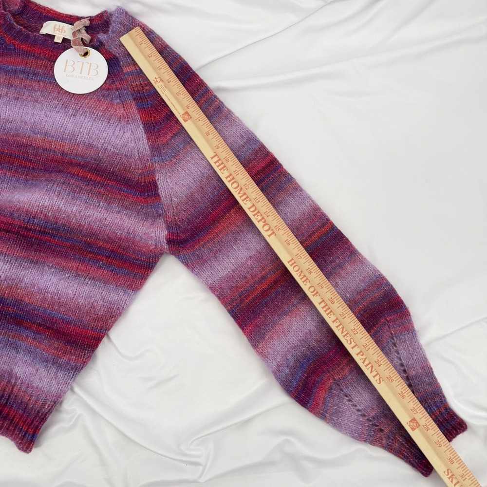BTB Los Angeles Sz XL Sunrise Crewneck‎ Raglan Sweater Pink Ombré Wool Alpaca - Picture 8 of 10